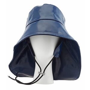 Burberry Ink Blue Logo Print Rubber Rise Cotton Fisherman Hat